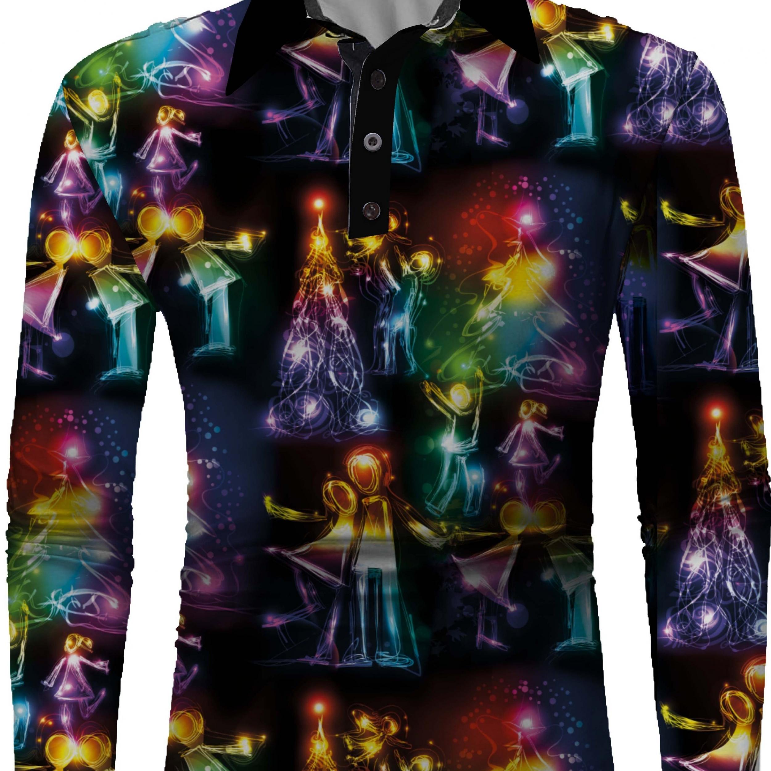 Men's Christmas Print Compression Long Sleeve T shirt Sweat Absorbing