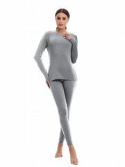 2pcs Thermal Sports Sets Long Sleeve Base Layer Shirt & Warm Leggings