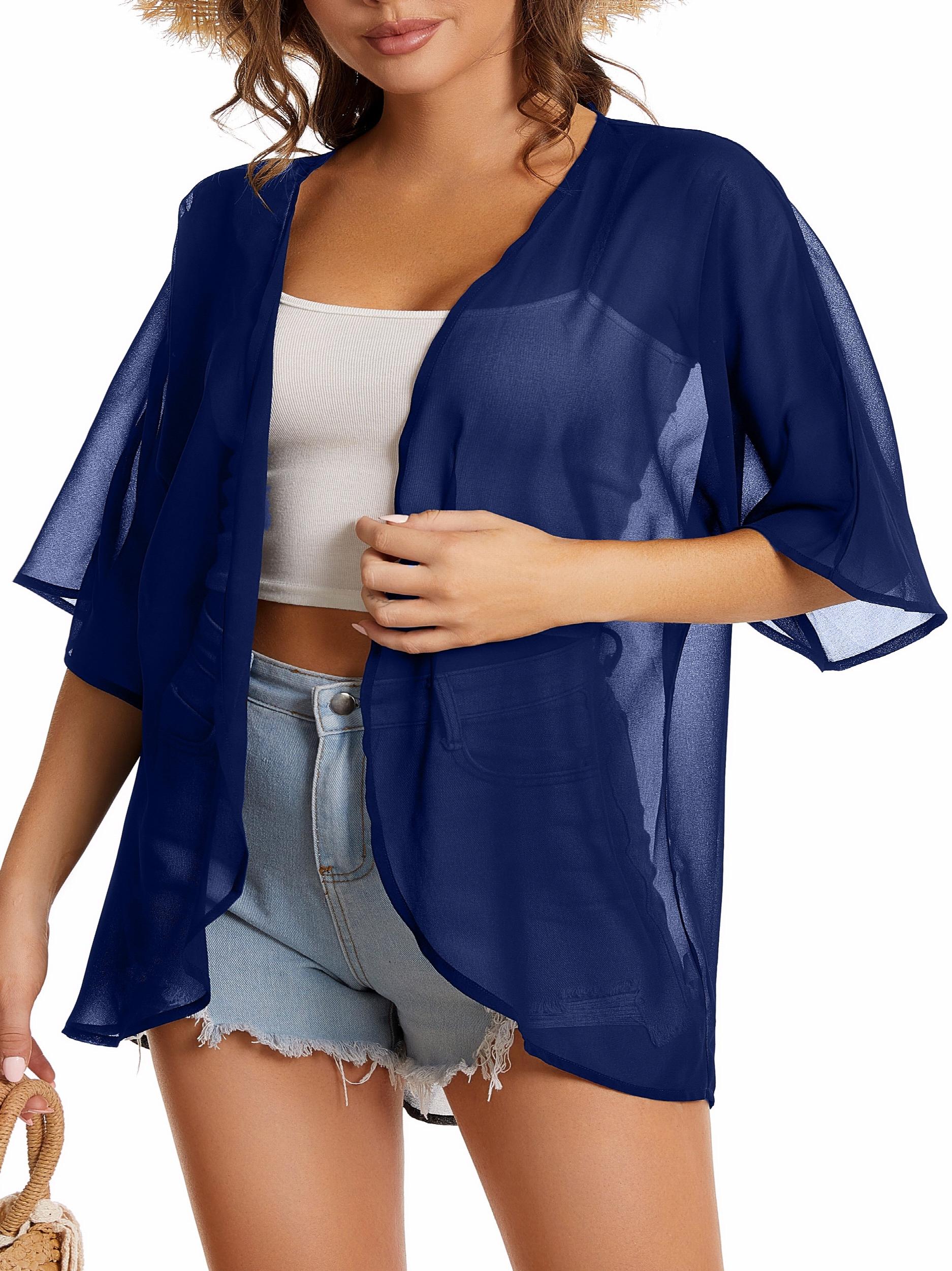 Casual Cover Up Women's Plus Short Sleeve Cardigan