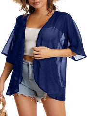 Casual Cover Up Women's Plus Short Sleeve Cardigan