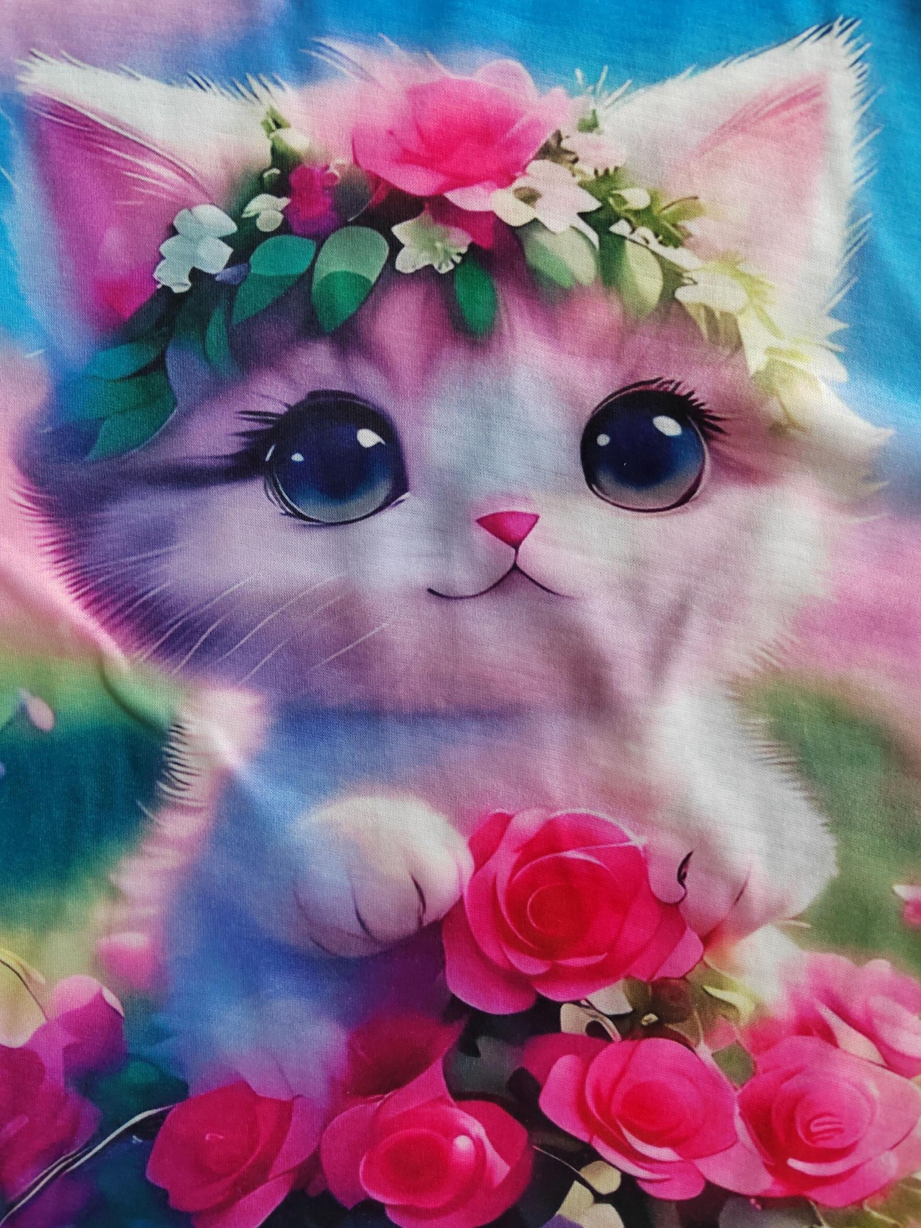 3D Printed Cat Princess Dress for Girls Sleeveless Summer Casual