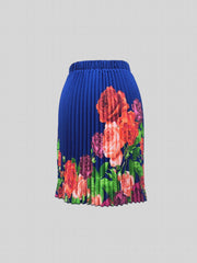 Women's Floral Print Pleated Skirt