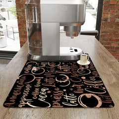 Absorbent Coffee Printed Drain Mat for Kitchen and Bathroom