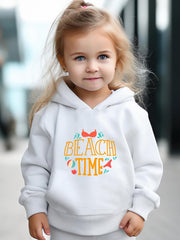 Be Ach Time Pattern Long Sleeve Hooded Sweatshirt Girls