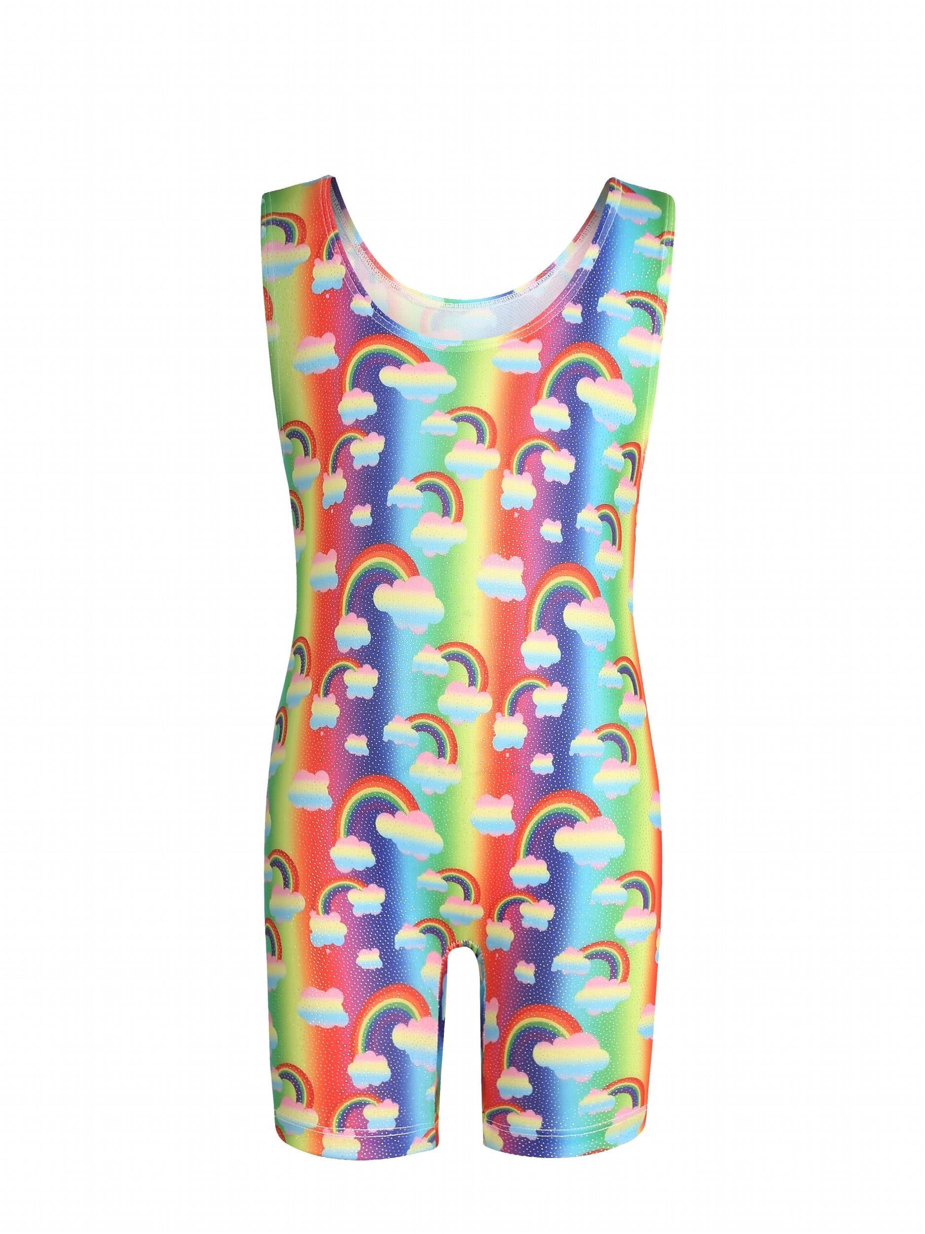 Girls Sleeveless Athletic Jumpsuit Gymnastics Leotards Cycling Training Wear