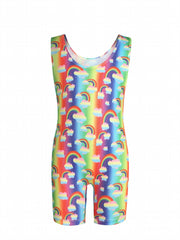 Girls Sleeveless Athletic Jumpsuit Gymnastics Leotards Cycling Training Wear