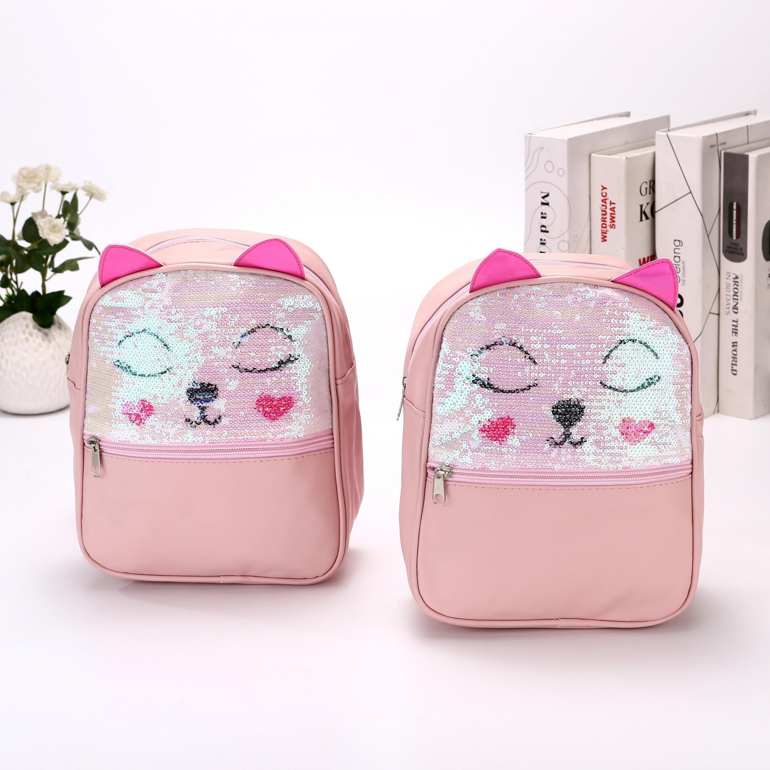 Kids Cat Sequin Backpack PU Glitter Birthday Gift