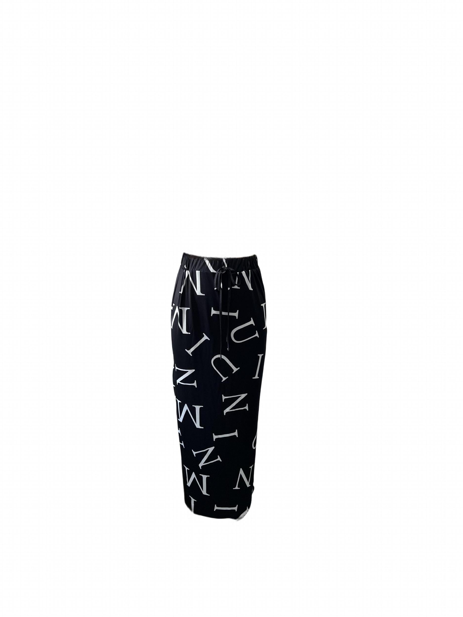 Letter Print 2pc Set Cold Shoulder Top & Drawstring Skirt Outfits