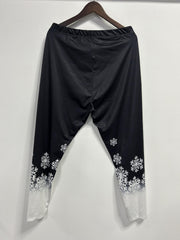 Colorblock Snowflake Print Stretch Leggings