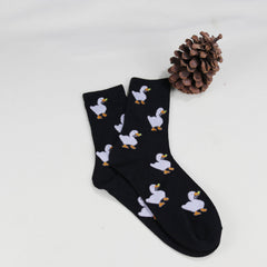 Duck Pattern Crew Socks Women's Stockings