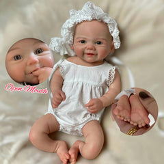 13" Vivienne Girl Reborn Doll Full Body Silicone Open Mouth Lace Hat Dress