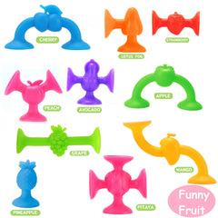 Fruit Suction Cup Fidget Pop Toys Soft Building Blocks Set