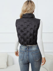 Solid Zip Up Vest Sleeveless High Neck Women's Clothing