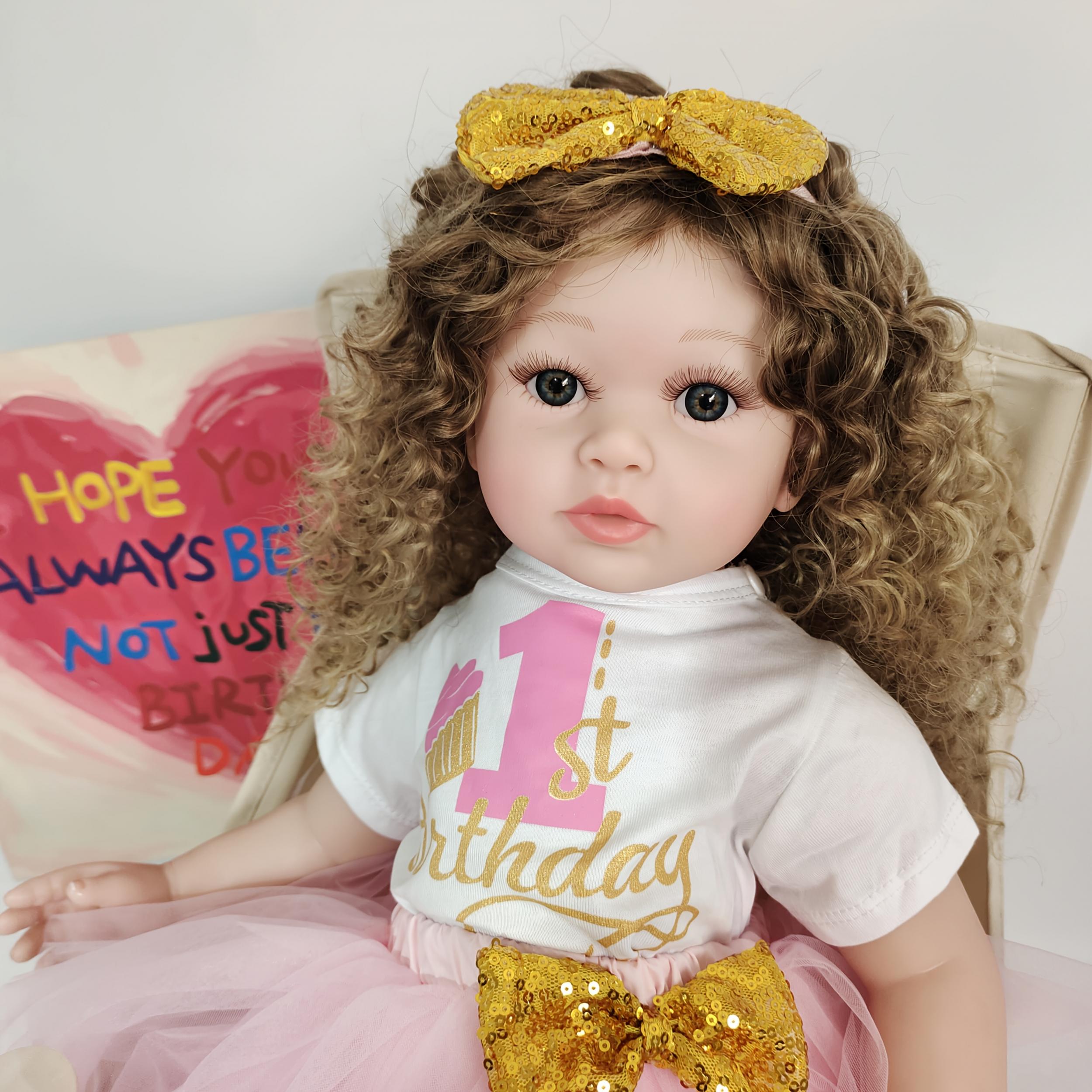 24 Inch Soft Fabric Realistic Reborn Girl Doll with Long Curly Hair