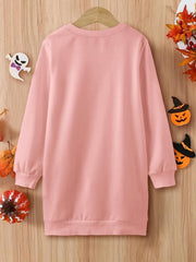 Spooky Mini Halloween Girls Crewneck Sweatshirt Dress Spring Fall