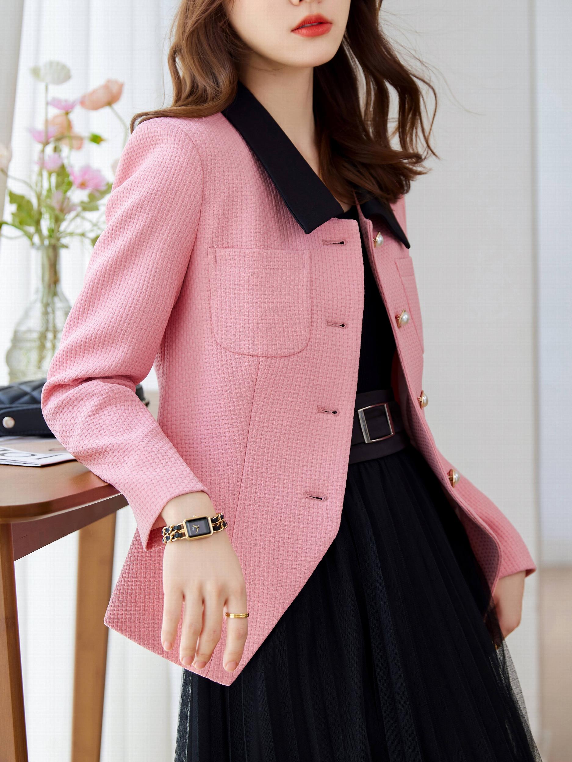 Waffle Grid Work Blazer with Dual Pockets