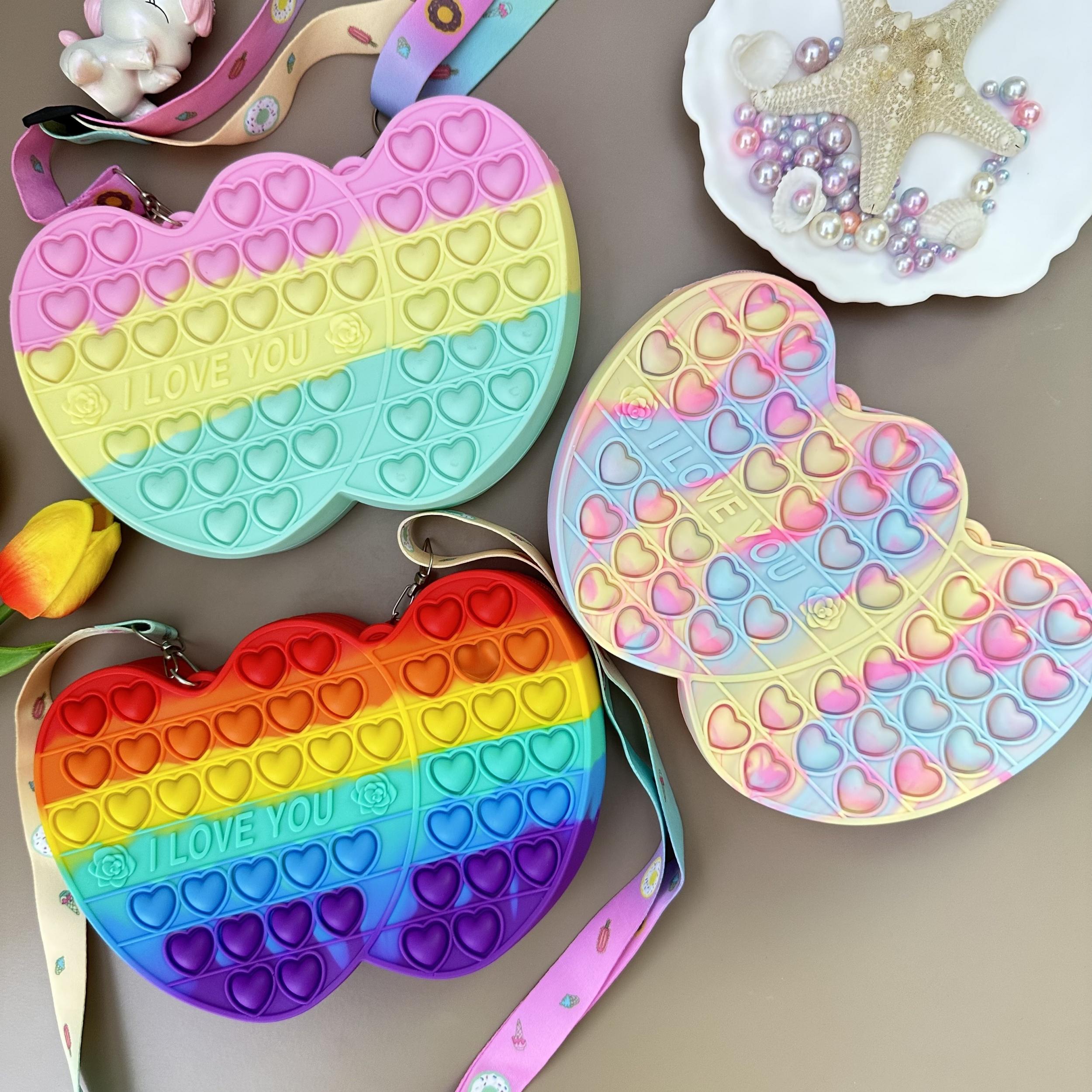 Heart Silicone Crossbody Bag Coin Purse Love Press Toy Girls
