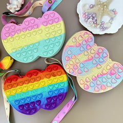 Heart Silicone Crossbody Bag Coin Purse Love Press Toy Girls