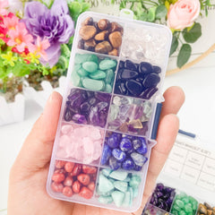 2LB 10 Rare Crystal Gem Collection Box Reiki Healing Wishing Bottle Inlay Wood A