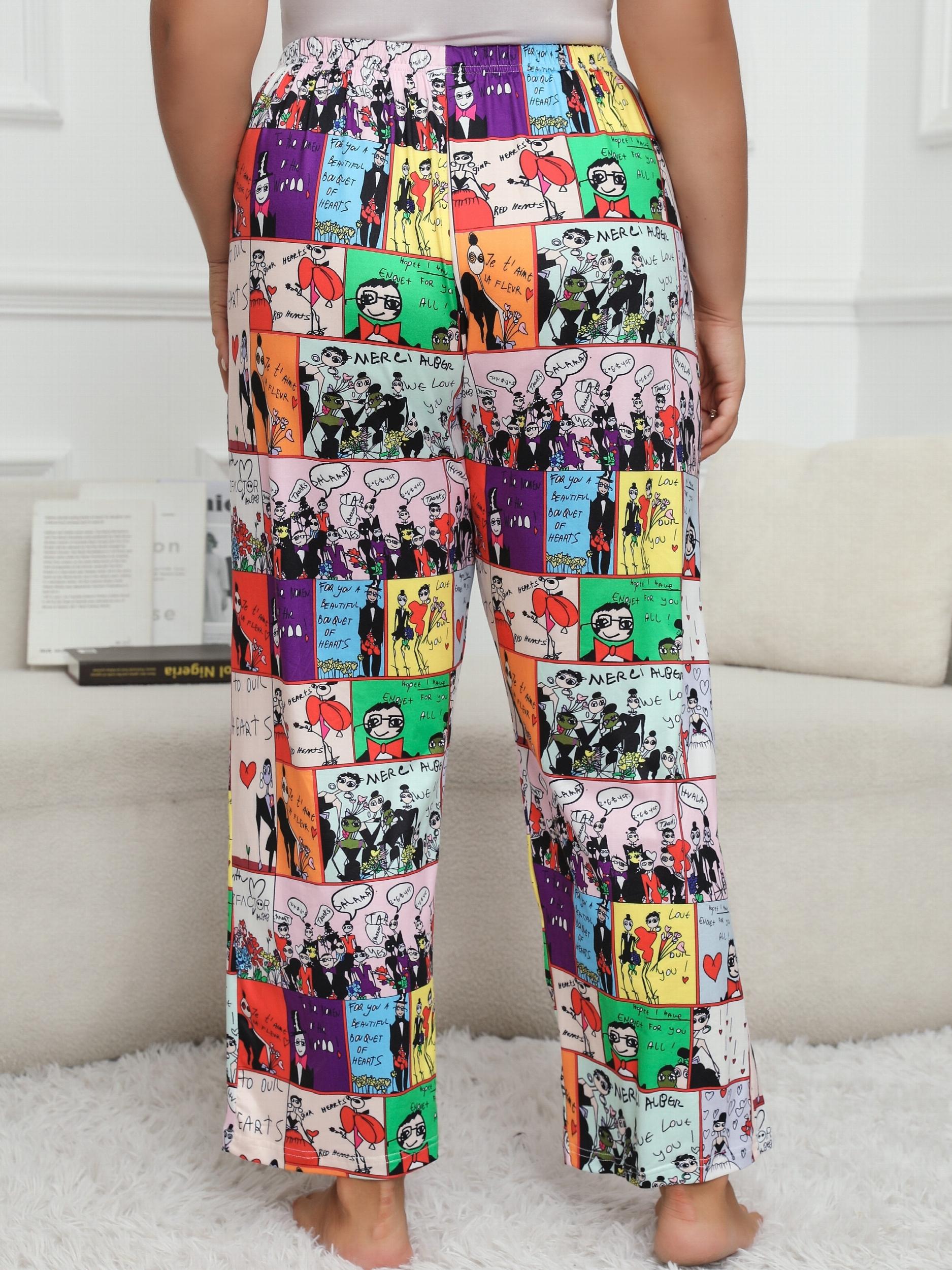 Women's Plus Pop Art Print High Rise Pajama Pants