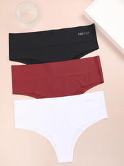 3 Pack Plus Size Panties Set Women's Plus Seamless High Rise Thong