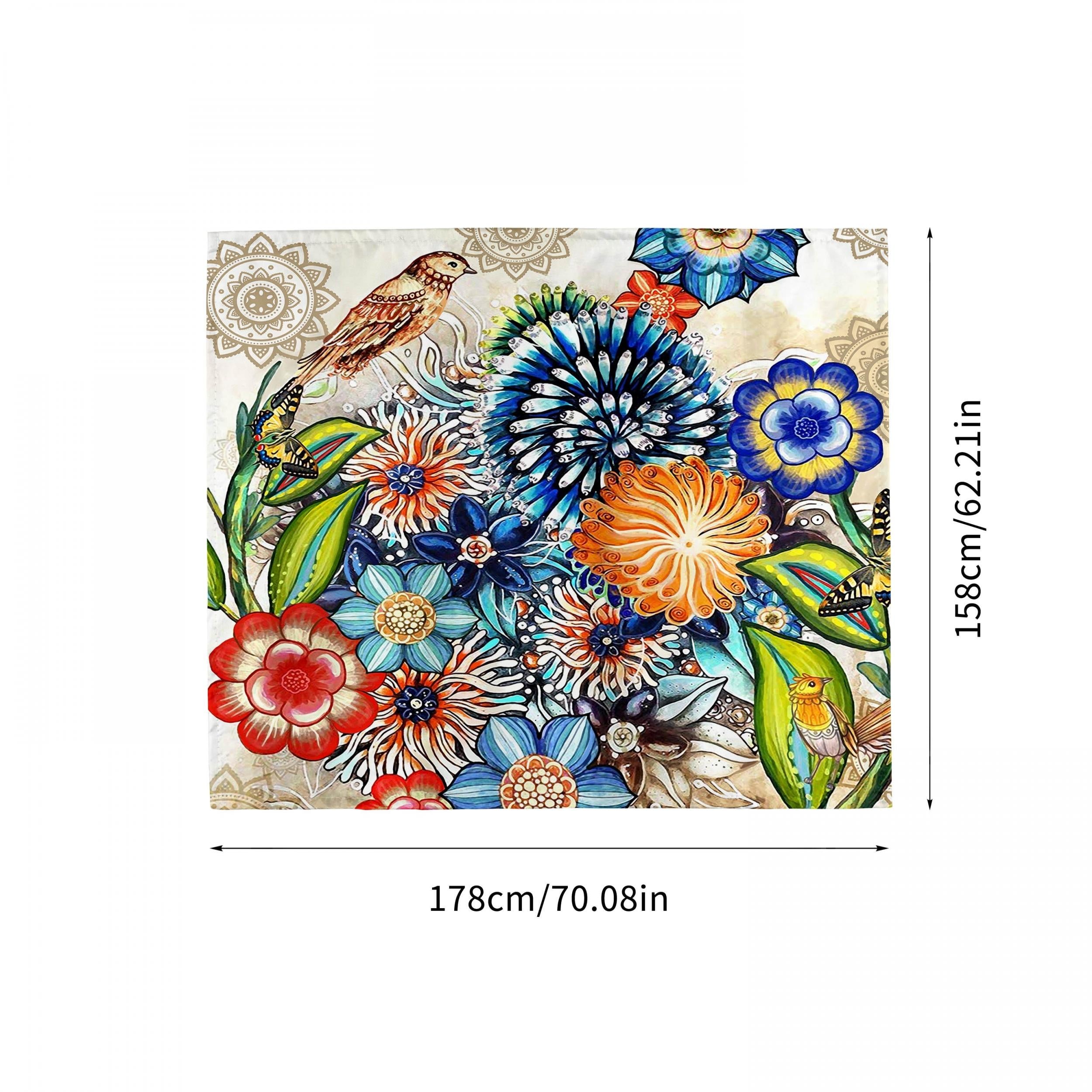 Flowers And Birds Print Outdoor Picnic Mat Waterproof Sandproof