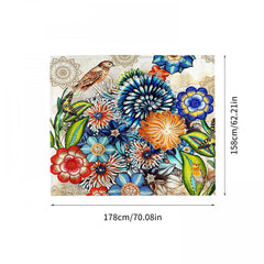 Flowers And Birds Print Outdoor Picnic Mat Waterproof Sandproof