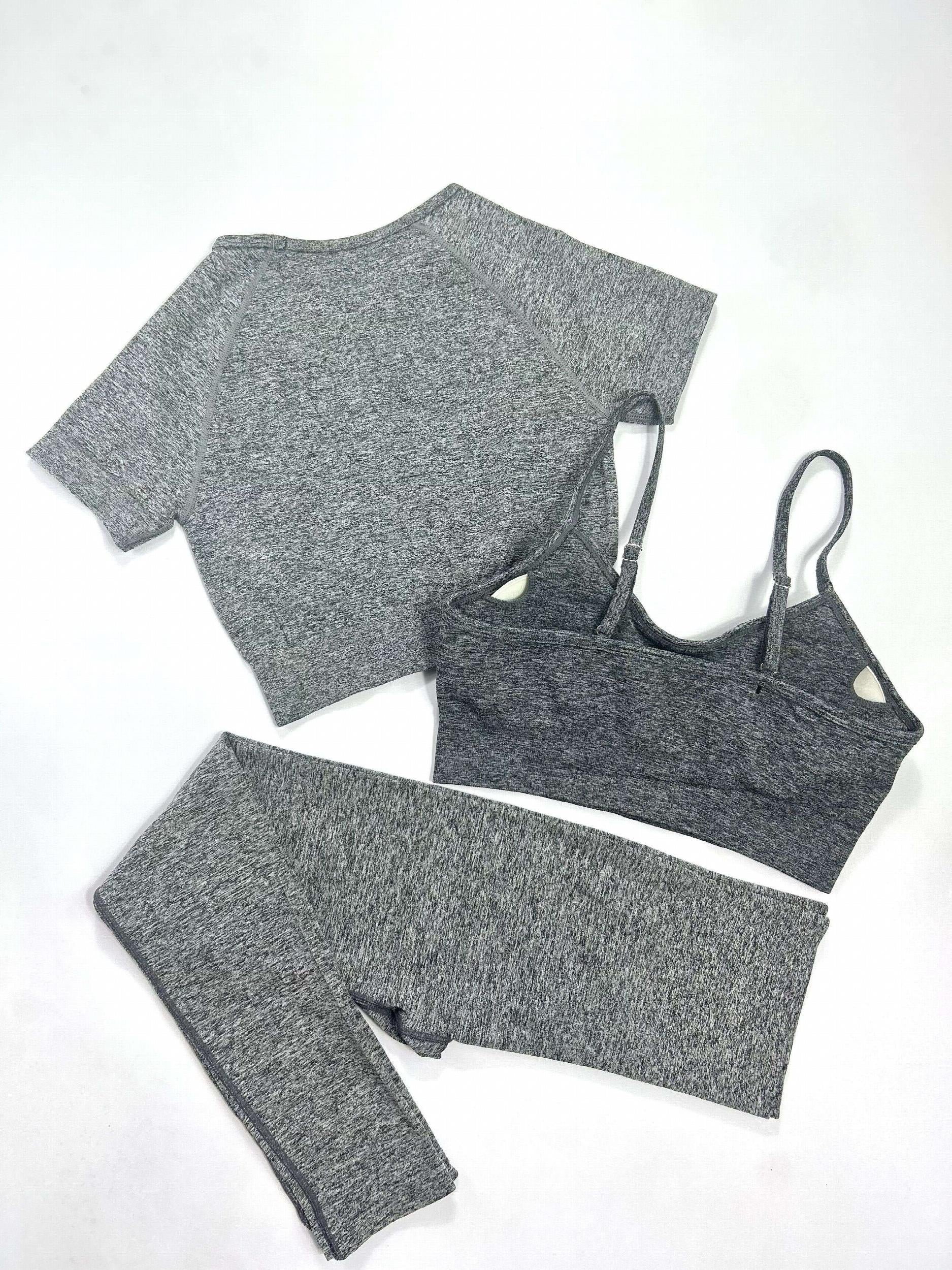 3pcs Yoga Workout Set Sports Bra Crop Top Leggings Women's Activewear
