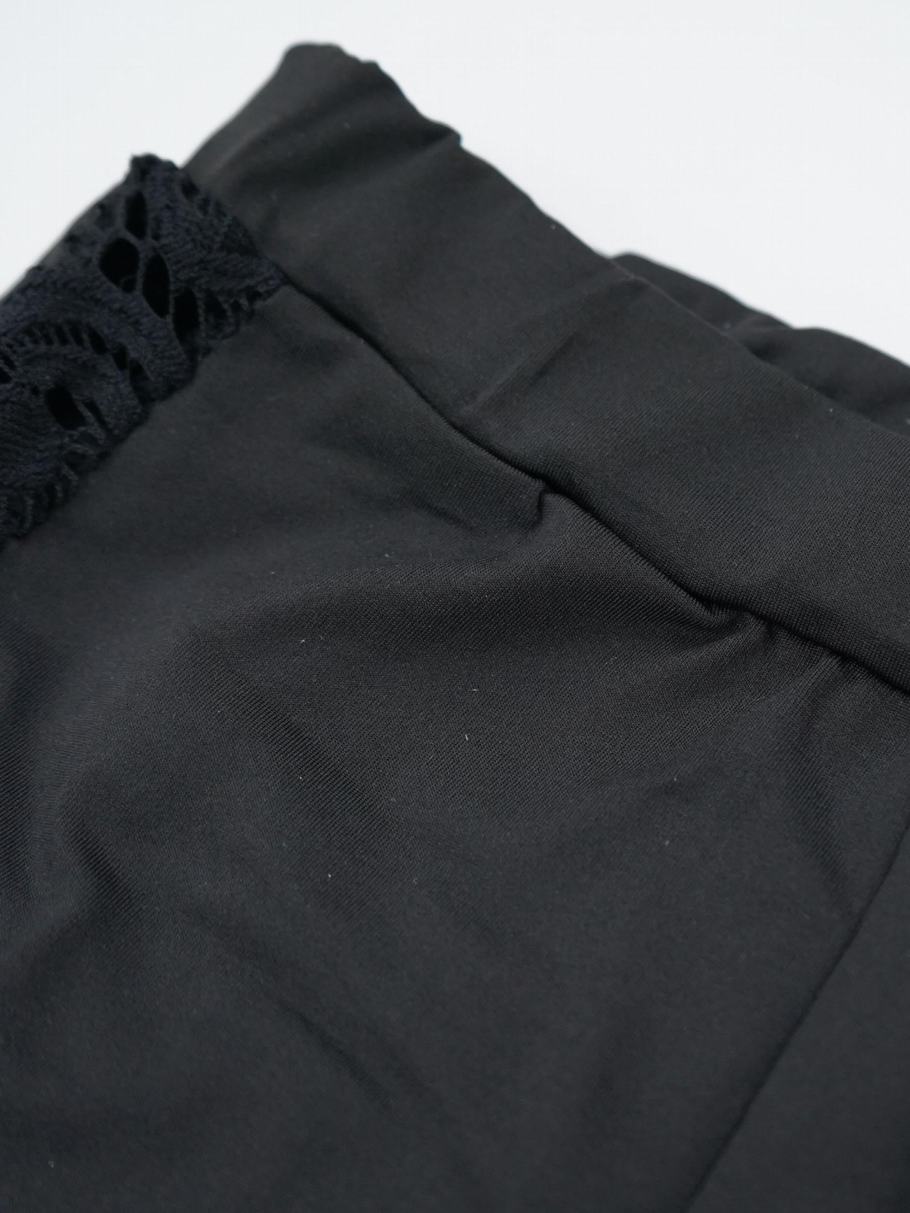Contrast Lace High Waist Pants Casual Slim Long Length Pants