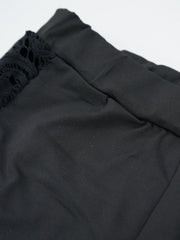 Contrast Lace High Waist Pants Casual Slim Long Length Pants