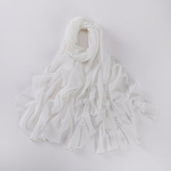 Rhinestone Chiffon Hijab Solid Long Scarf Casual Shawl Head Wrap Bandana