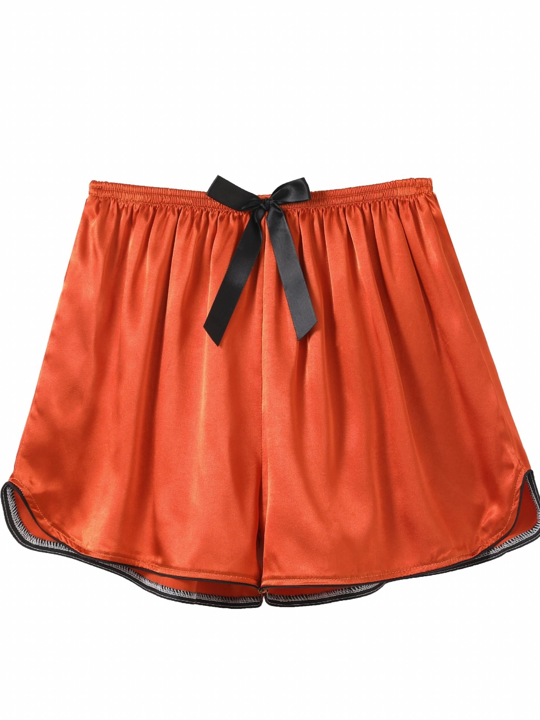 Satin Bow Sleep Shorts Elastic Waistband