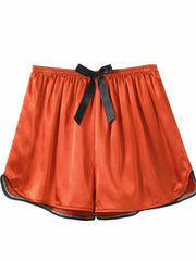 Satin Bow Sleep Shorts Elastic Waistband