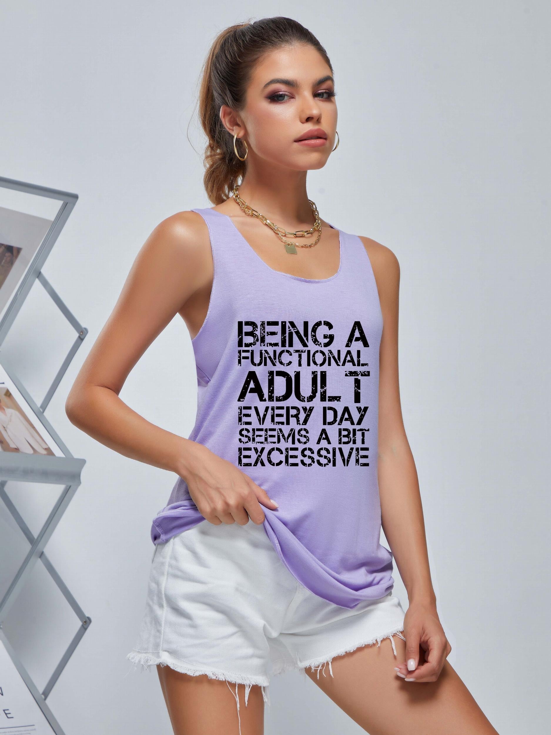 Functional Adult Loose Tank Top for Sports Fitness Yoga Running