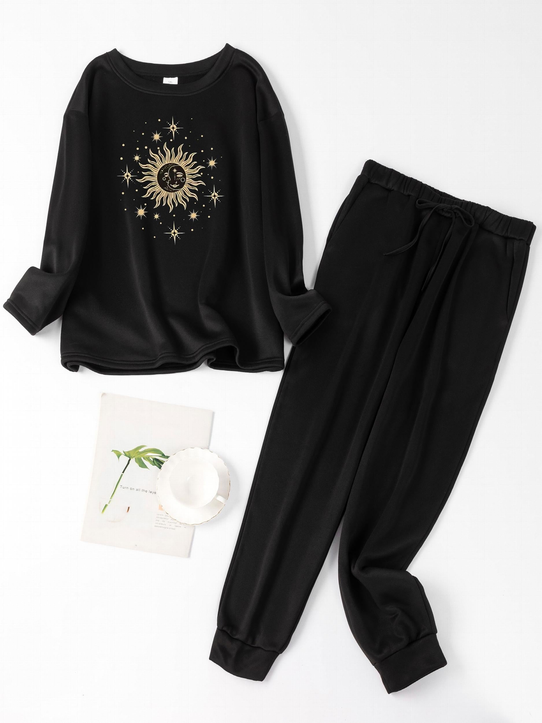 Sun Print Fleece Lounge Set