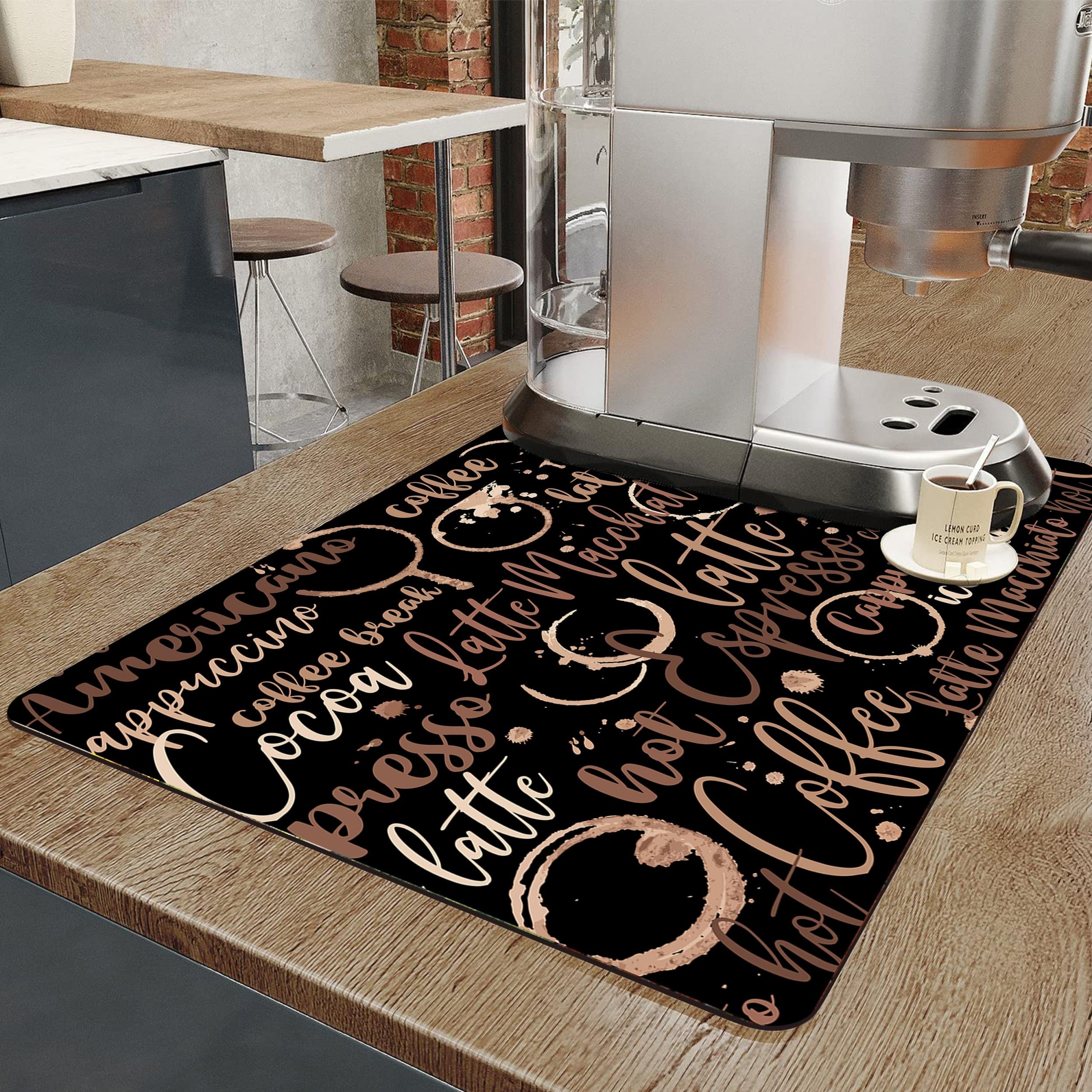 Absorbent Coffee Printed Drain Mat for Kitchen and Bathroom
