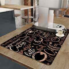 Absorbent Coffee Printed Drain Mat for Kitchen and Bathroom