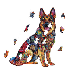 Artistic Painted Dog Wooden Puzzle Brain Teaser Gift Decorative Art