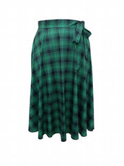 Plaid Print A-line Skirt with Bow Knot Detail