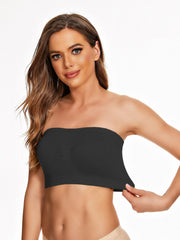 3 Pack Plus Size Tube Bra Set Solid Ruched Bandeau Three Piece Set