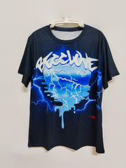 Lightning Pattern T shirt Men's Casual Street Style Tee Shirt