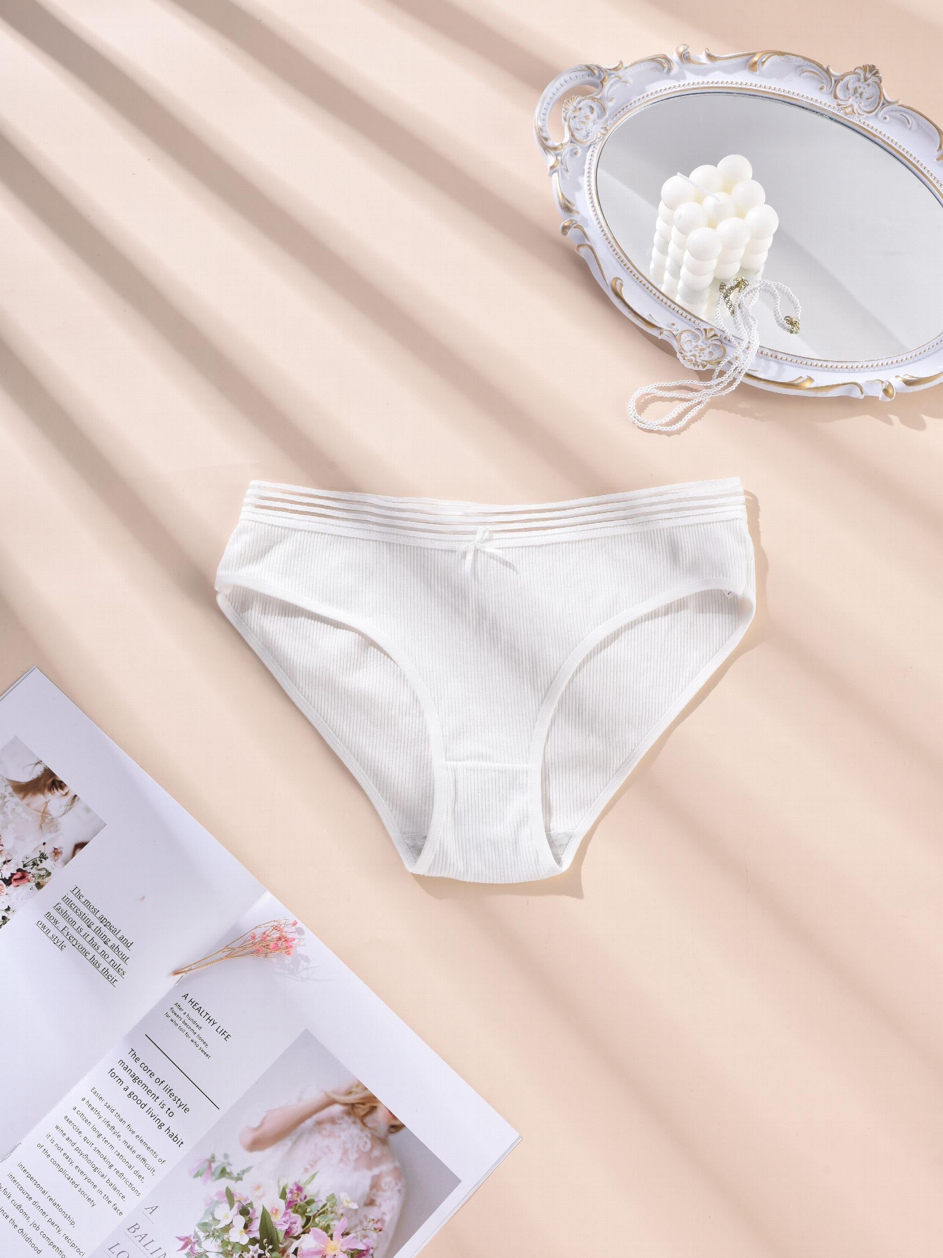 3-Pack Plus Size Striped Bow Knot High Stretch Panties