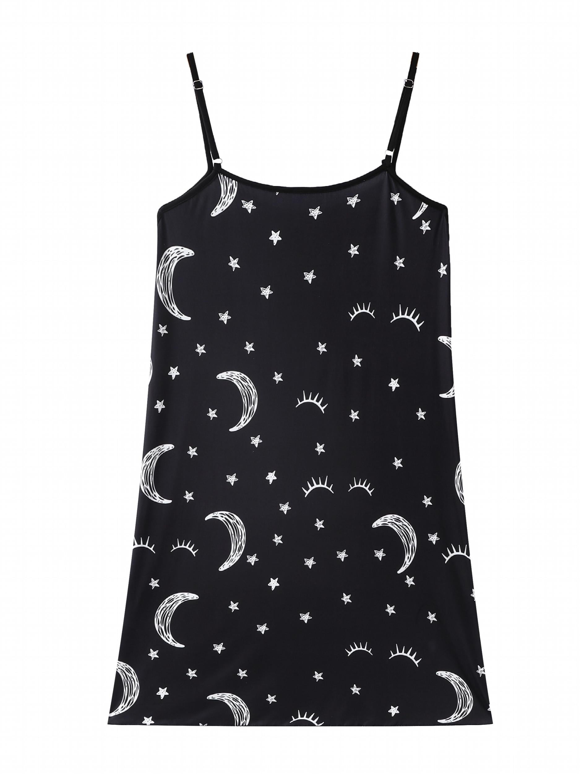 Star Moon Print Round Neck Cami Nightdress