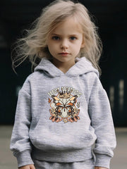 Retro Butterfly Graphic 2pcs Set Girls Casual Comfy Breathable Activewear Set