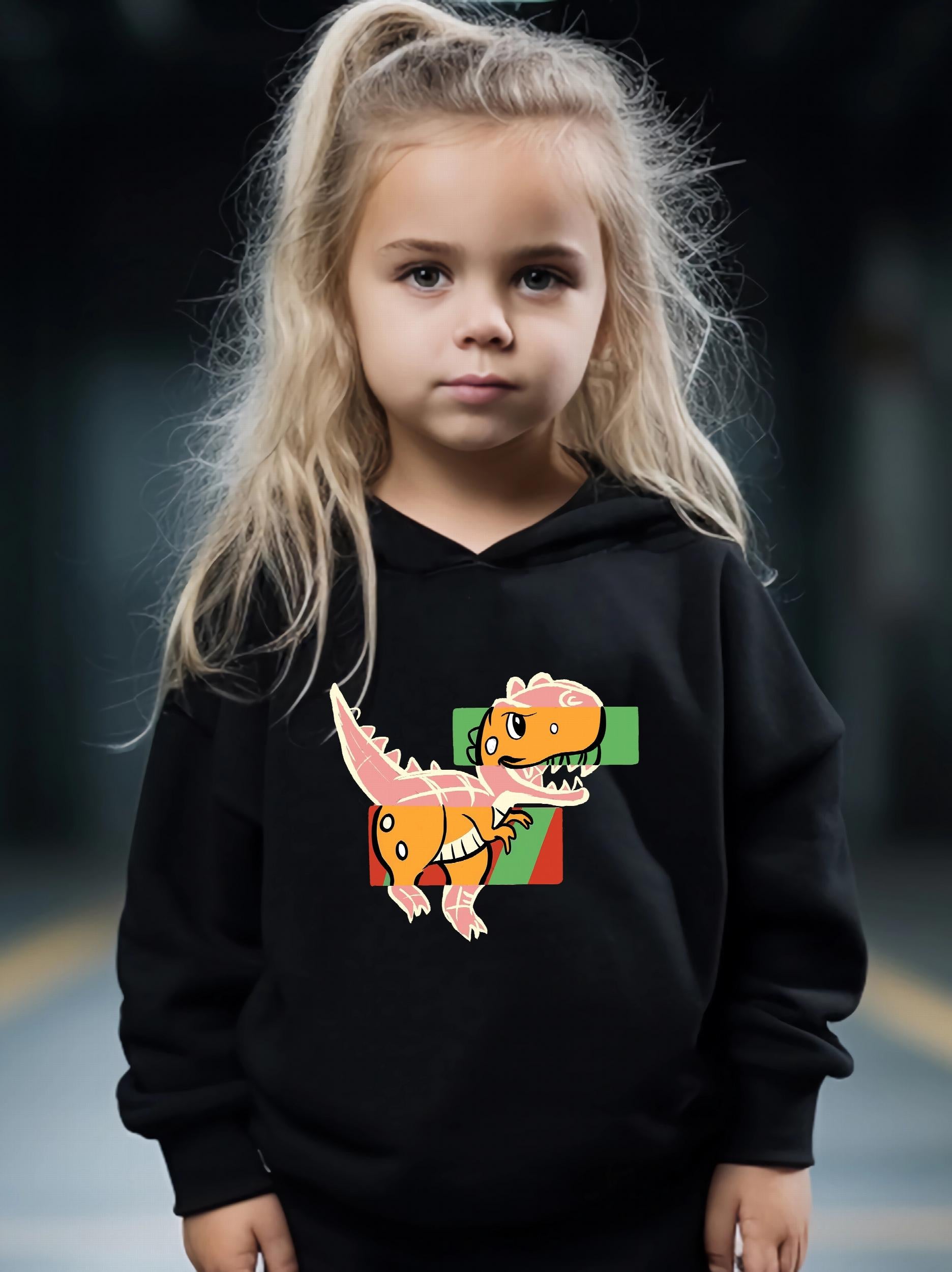 Dino Graphic 2pcs Set Girls Casual Comfy Activewear for Spring Fall