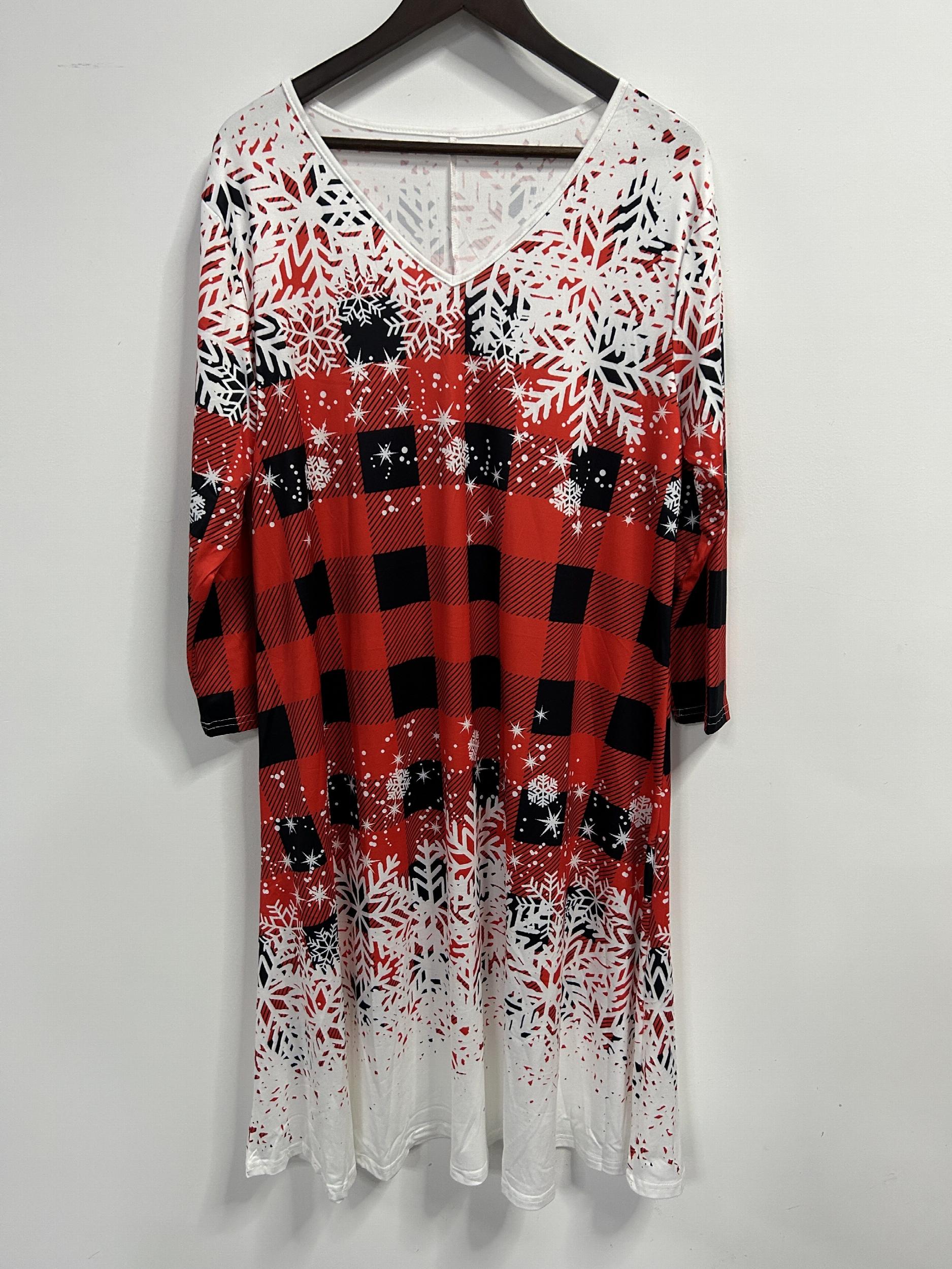 Colorblock Gingham Print V Neck Dress