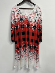 Colorblock Gingham Print V Neck Dress