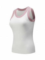 Women's Sports Tank Top Contrast Binding Casual Sleeveless Top