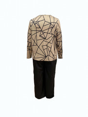 Women's Plus Geometric Print Top & Solid Pants Set