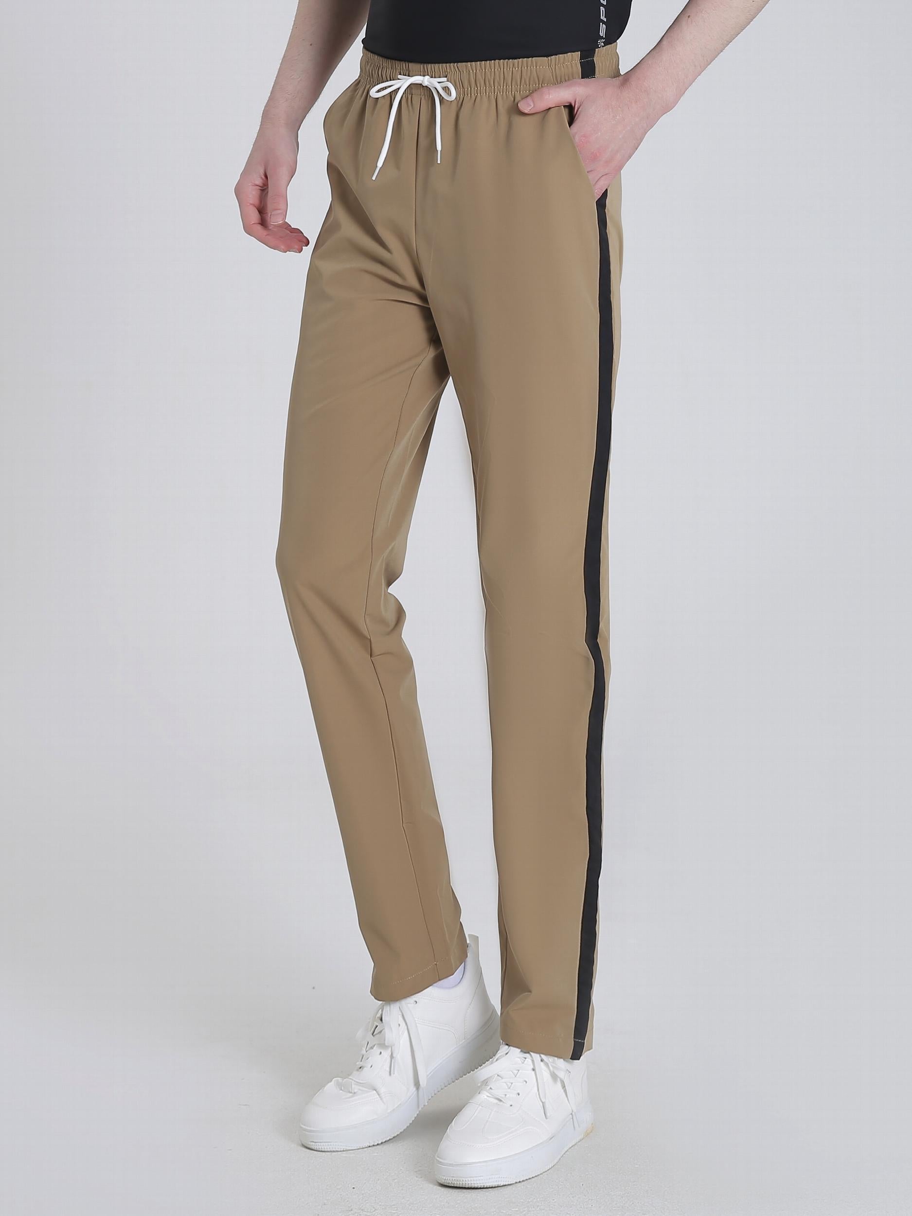 Stripe Patchwork Slacks Men's Casual Slim Fit Dress Pants